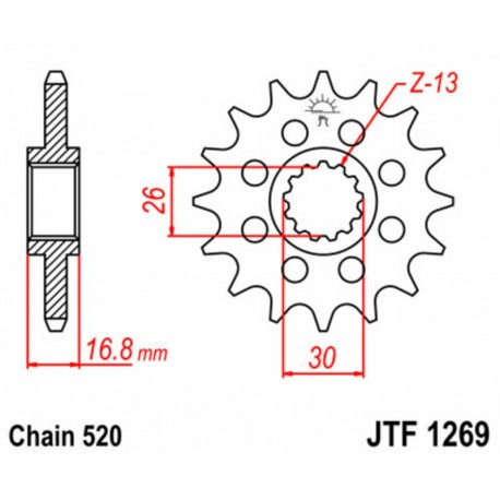 Pignon JT SPROCKETS Acier Standard 1269 520 Equip Moto