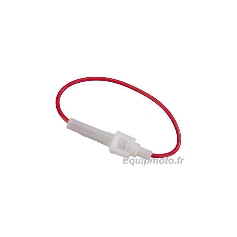 PORTE FUSIBLE + FUSIBLE VERRE ROND CABLE 15A 12V MOTO SCOOTER