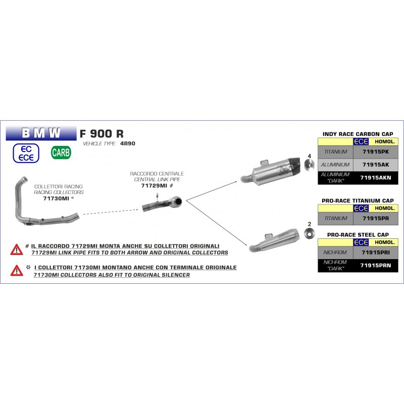 Echappement Arrow Bmw F900r F900xr Collecteur Decatalysé